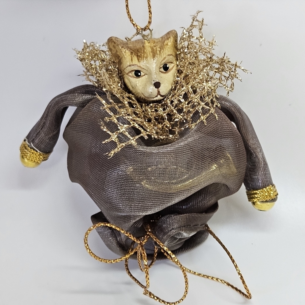 NEW VINTAGE Katherine's Collection Cat Bell Silver Bag Ornament Wayne Kleski